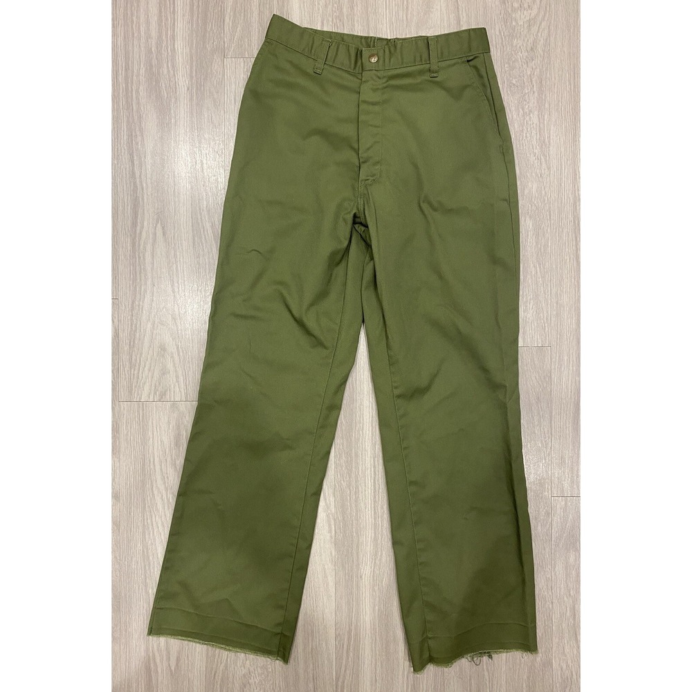Vintage Boy Scouts America Pants Men 30 28x29 Green Cargo BSA Uniform Flat Front